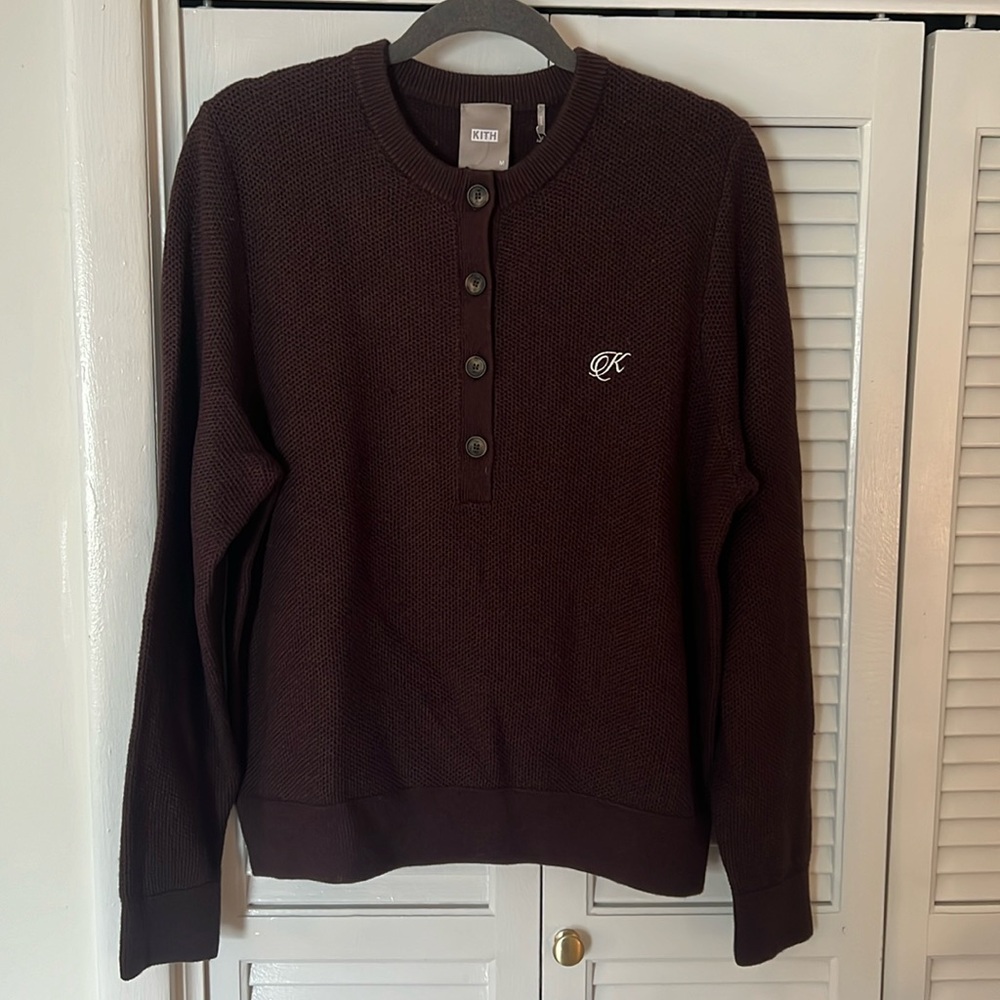 KITH brown henley sweater
